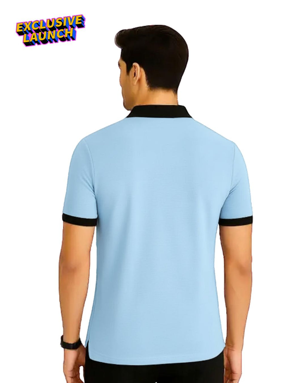 Men’s Polo T-Shirt Slim Fit Zip Collar | Half Sleeve Casual T-Shirt for Men Sky Blue